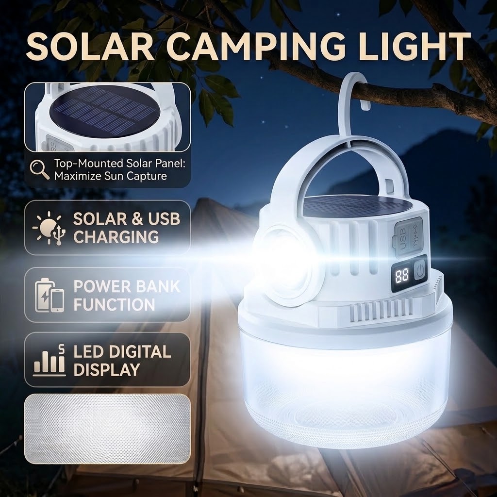 Renewable Energy Source - Lampada da Campeggio Solare a Doppia